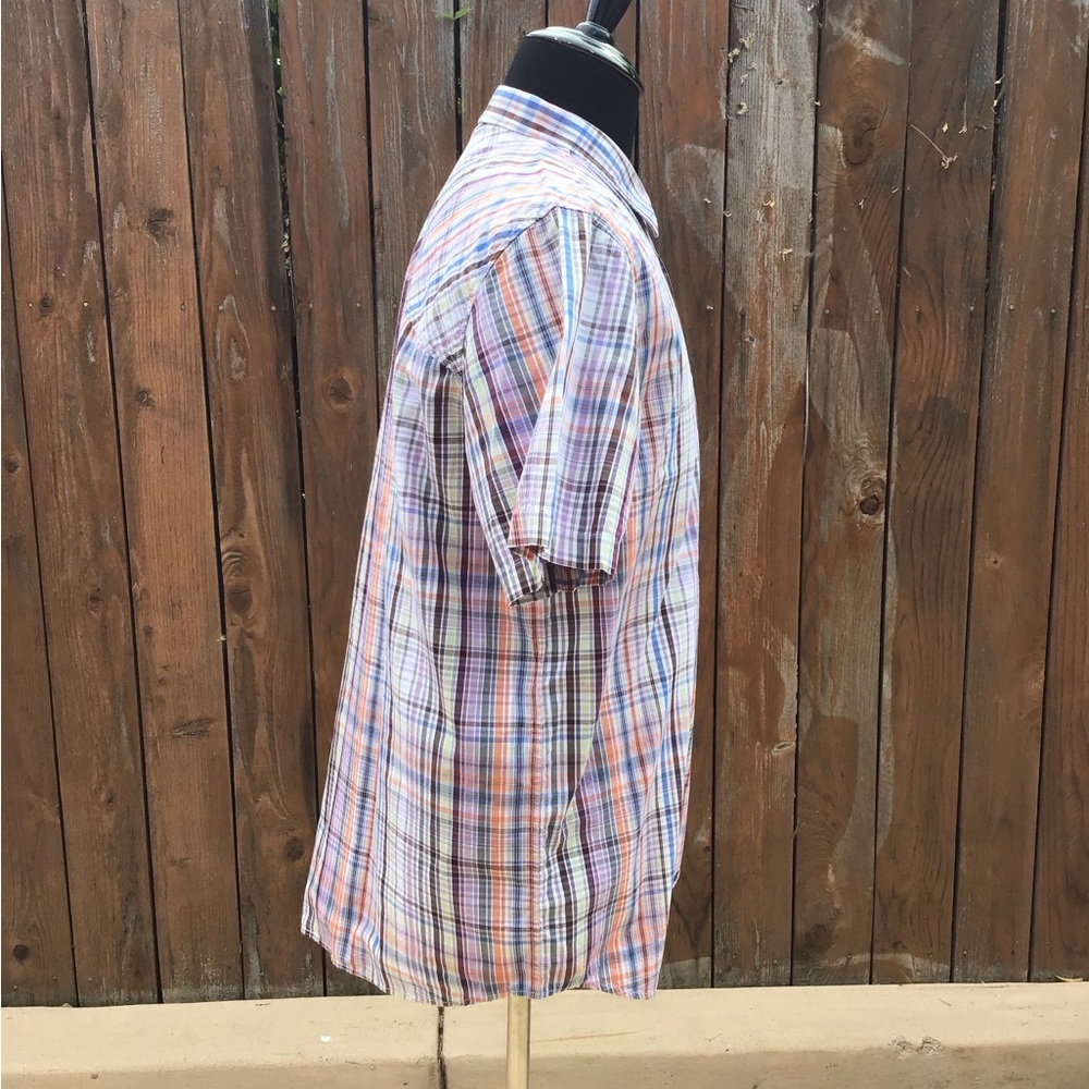 Volcom Casual Purple and Orange Plaid Button Down Shirt Item #111 - Picture 4 of 9